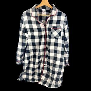 Wondershop Black & White Plaid Womens Sleepwear Shirt Dress Wondershop Size L